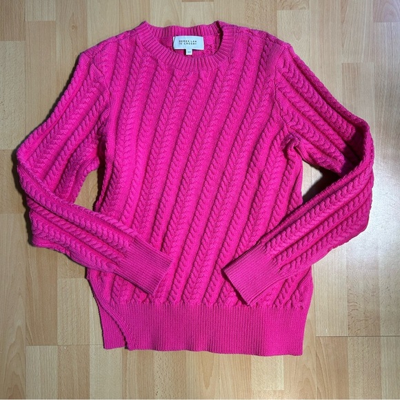 10 Crosby Derek Lam Hot Pink Cable Knit Sweater Thick Cotton Blend Med - Picture 4 of 10